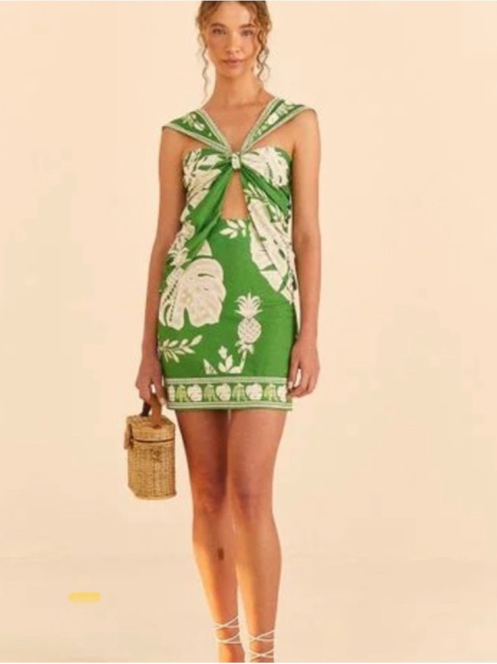 Farm Rio Green Lace Monsteras mini dress - Picture 2 of 4